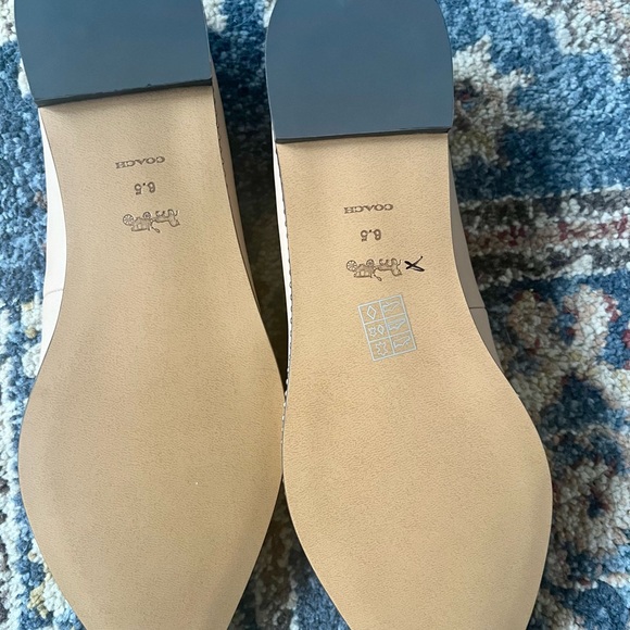 Coach Shoes Coach Viviana Skimmer Beige Leather Flat Shoes Poshmark